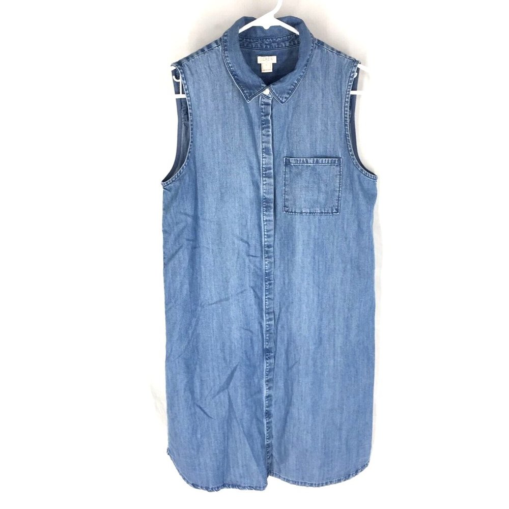 J Crew Shirt Dress Chambray Button Front Sleeveless Size XXS NWT